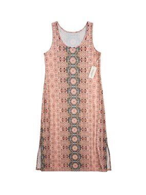 NWT | Dearmsrose Boho Floral Maxi Dress | Coral & Slate Teal | Side Slit | 2XL